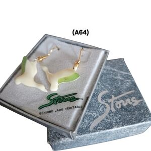 Green and Cream Jade Earrings